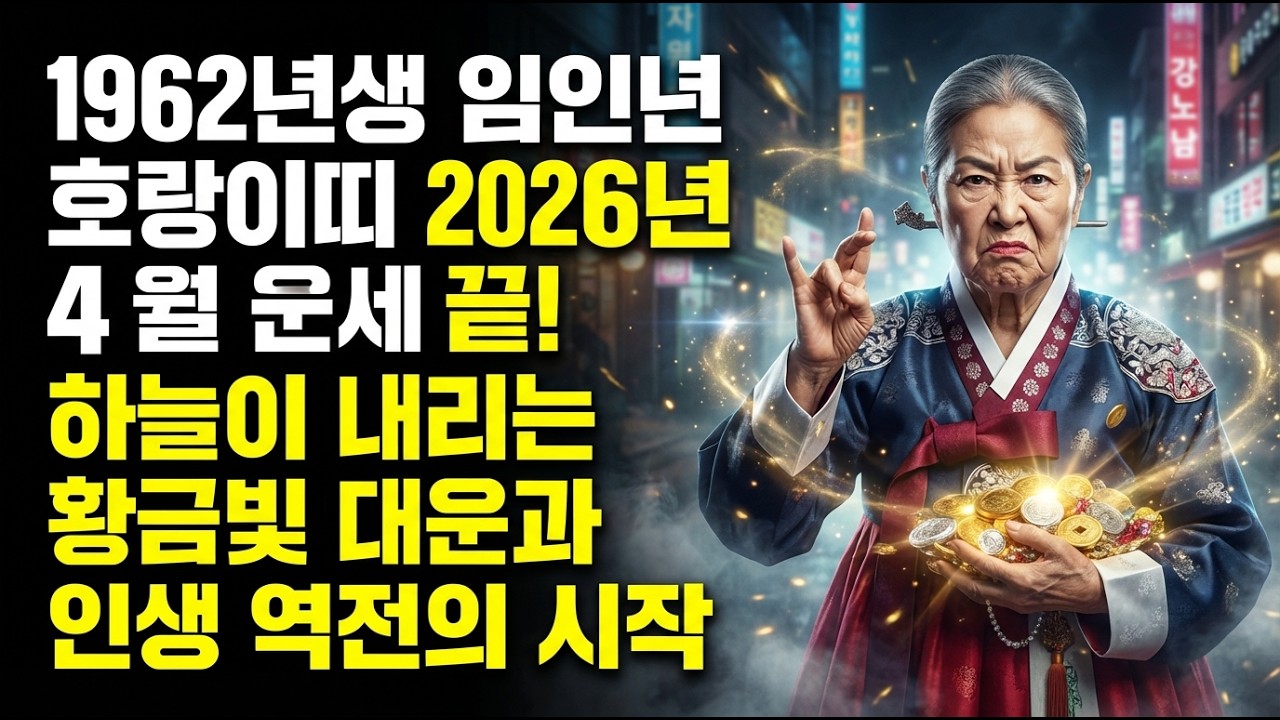 1962년생 임인년 호랑이띠 2026년 4월 운세: 고생 끝! 하늘이 내리는 황금빛 대운과 인생 역전의 시작