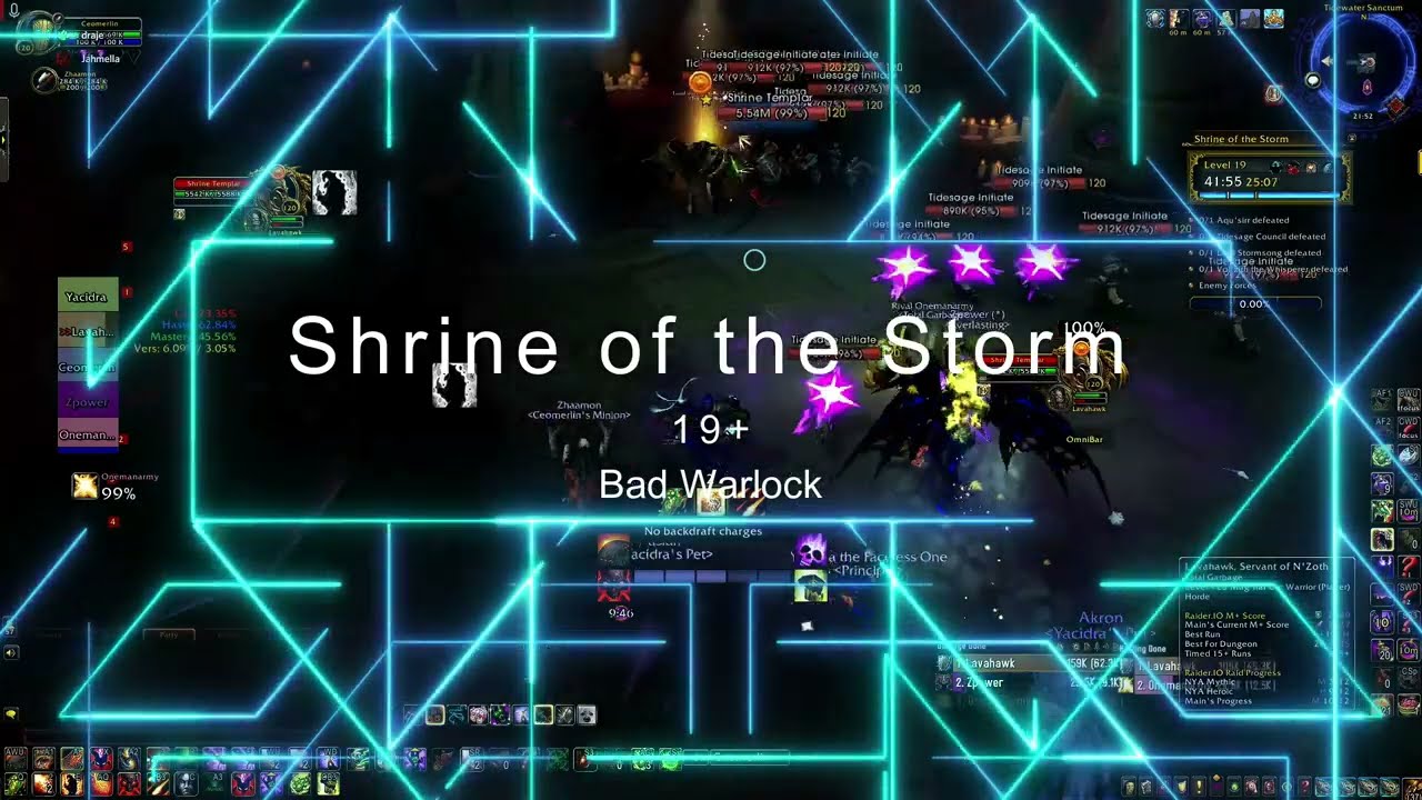 Shrine of the Storm Mythic Dungeon Key 19😲 Bad Destro Warlock :(