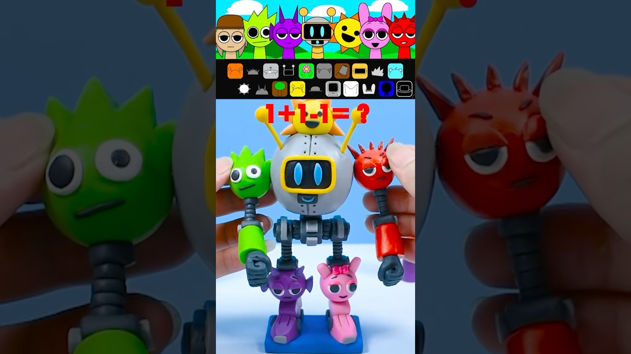 I made ROBOT Durple, Mr.Sun, Pinki&hellip;.. from Sprunki with clay #shorts #sprunki #clay #diy