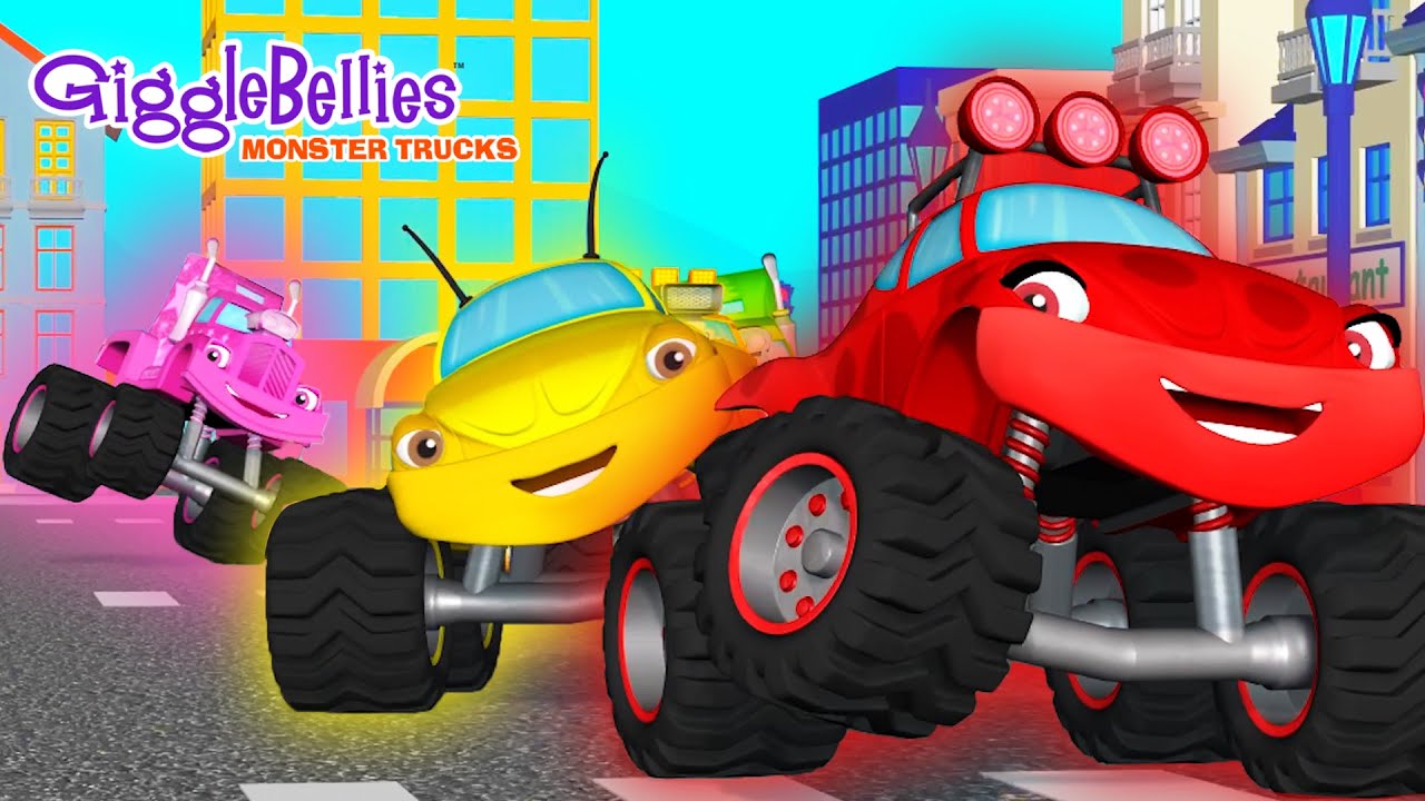 Preschool Learning Video with Monster Trucks! | Colors, Shapes and More! | GiggleBellies