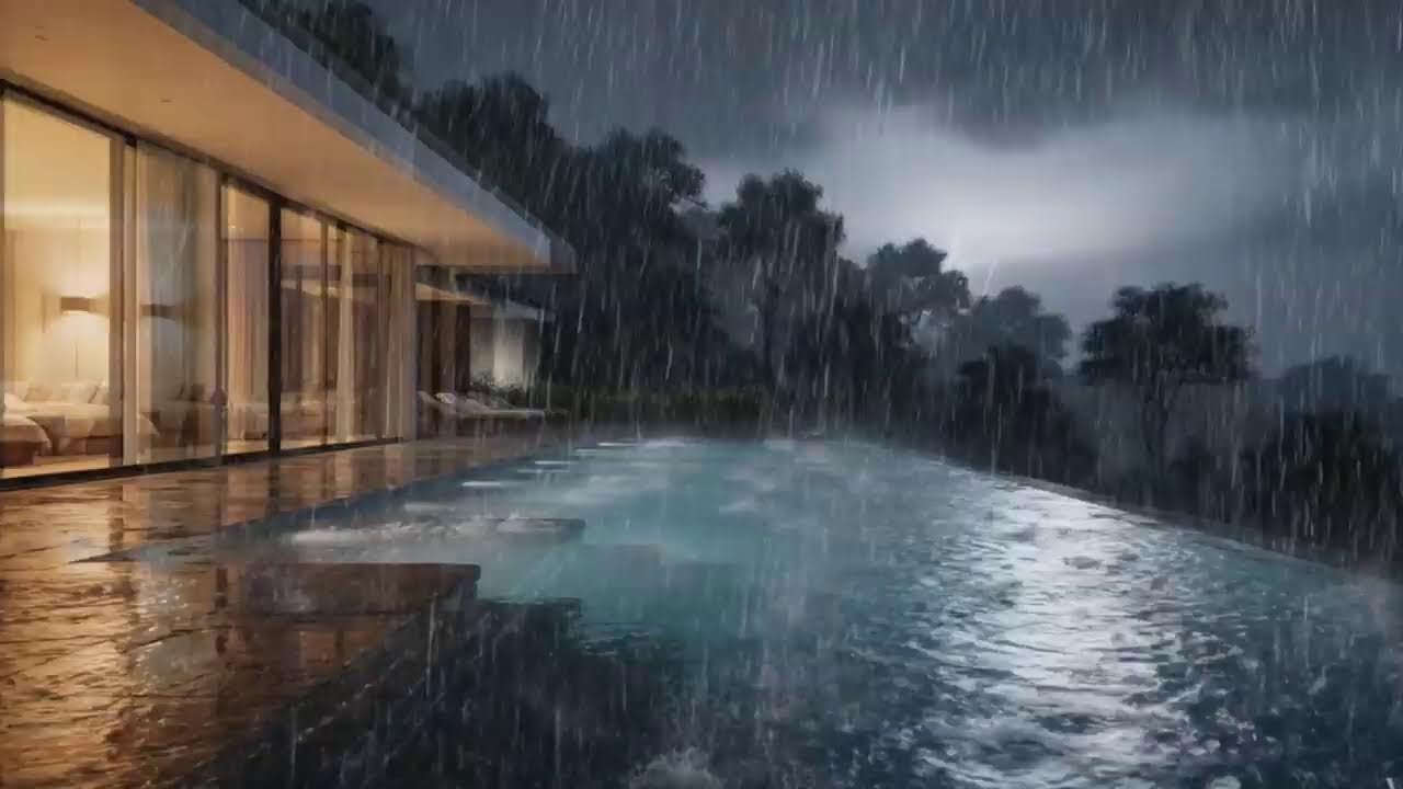 Live Cozy Storm at a Rainy Villa | ASMR for Sleep