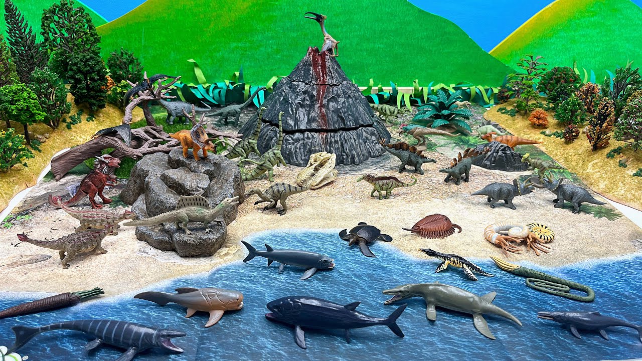 DIY Jurassic World Diorama With Collecta Figures | T-Rex Triceratops Ankylosaurus