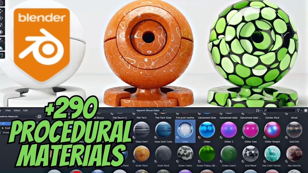 Realtime Materials Addon library (+290 procedural materials)