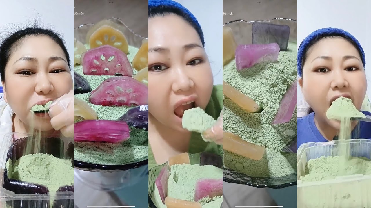 ASMR :Heavy Matcha powder ice|solo bites|Soft ice|crushed hard ice|white ice eating|V-good crunchy