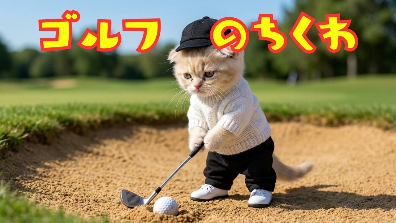 【世界一笑う猫ちくわ】大爆笑ラウンドだよ〜！ゴルフのちくわ⛳ ナイスショット！？｜Chikuwa Goes Golfing ⛳ Funny Shots and Big Laughs!
