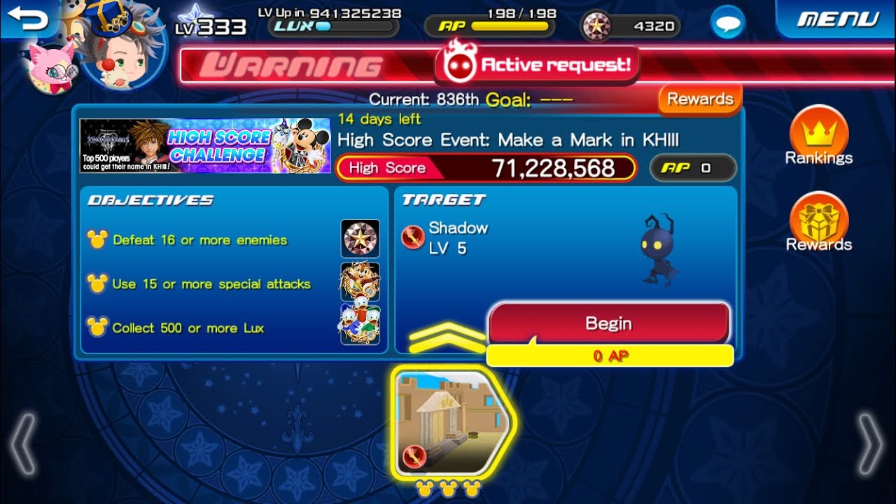 KHUx F2P - Make Your Mark in KH III High Score Challenge: 98% run (Young Mickey B HSC)