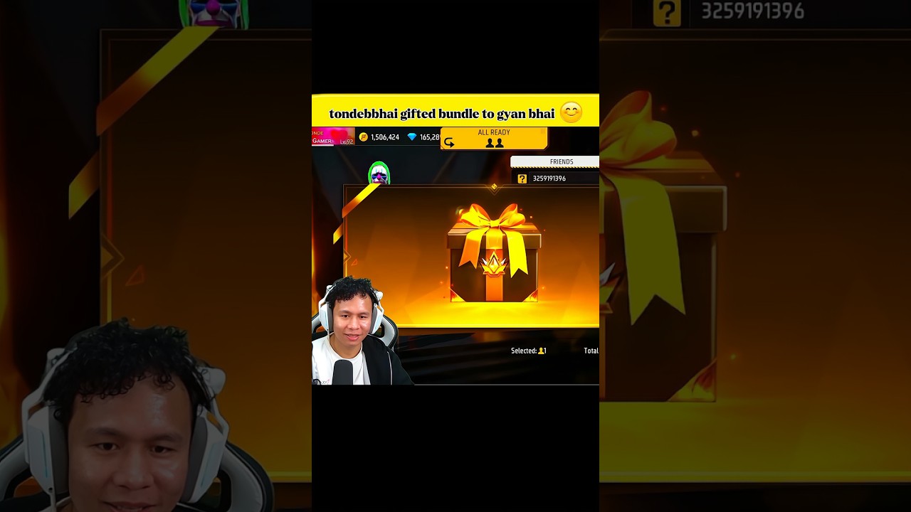 TONDE BHAI GIFTED BUNDLE TO GYAN GAMING ❤️&zwj;🩹 #tondegamer #shorts #viral #trending