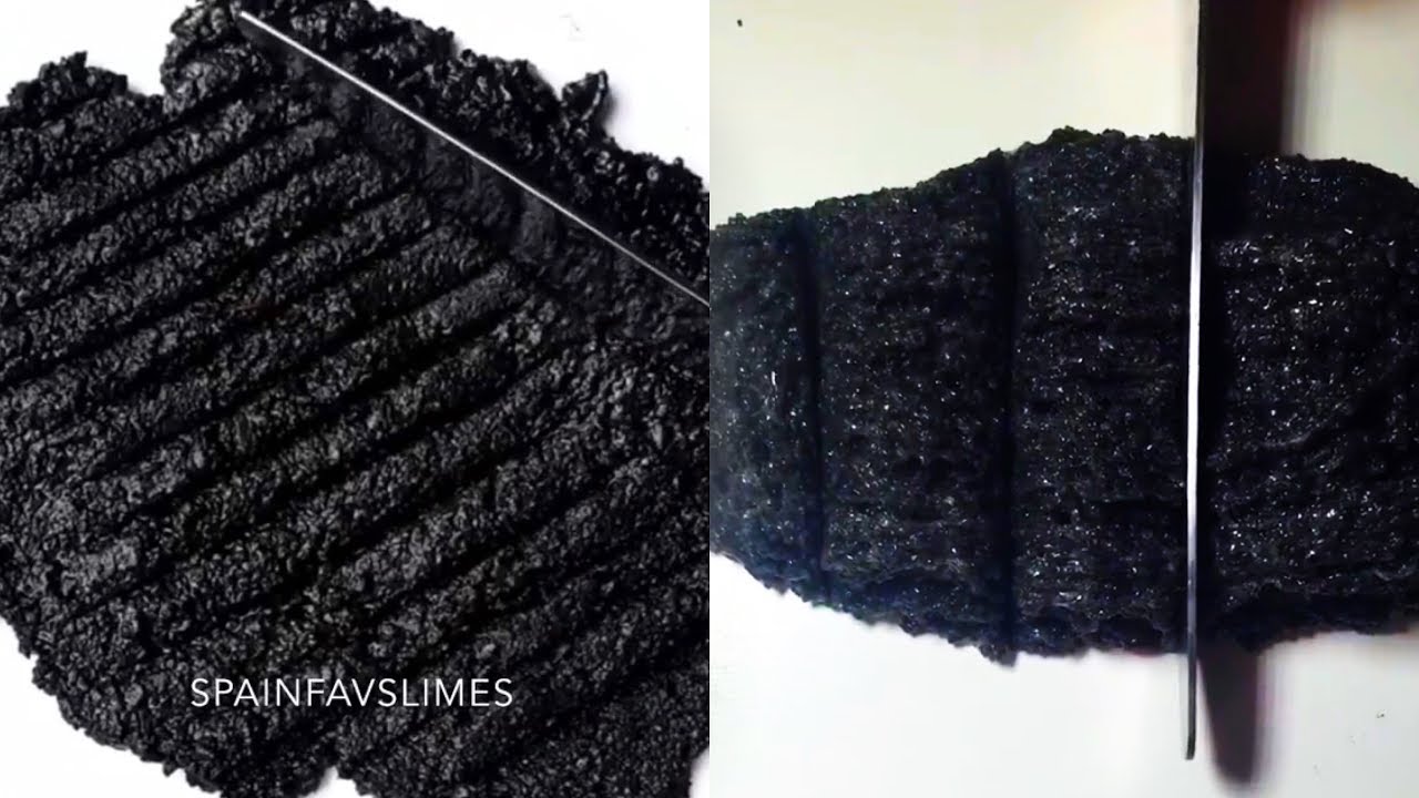Crunchy black slime - satisfying slime ASMR video compilation