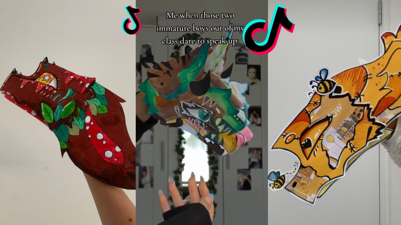 Dragon Puppet Crafts - Paper Dragon TikTok Compilation 