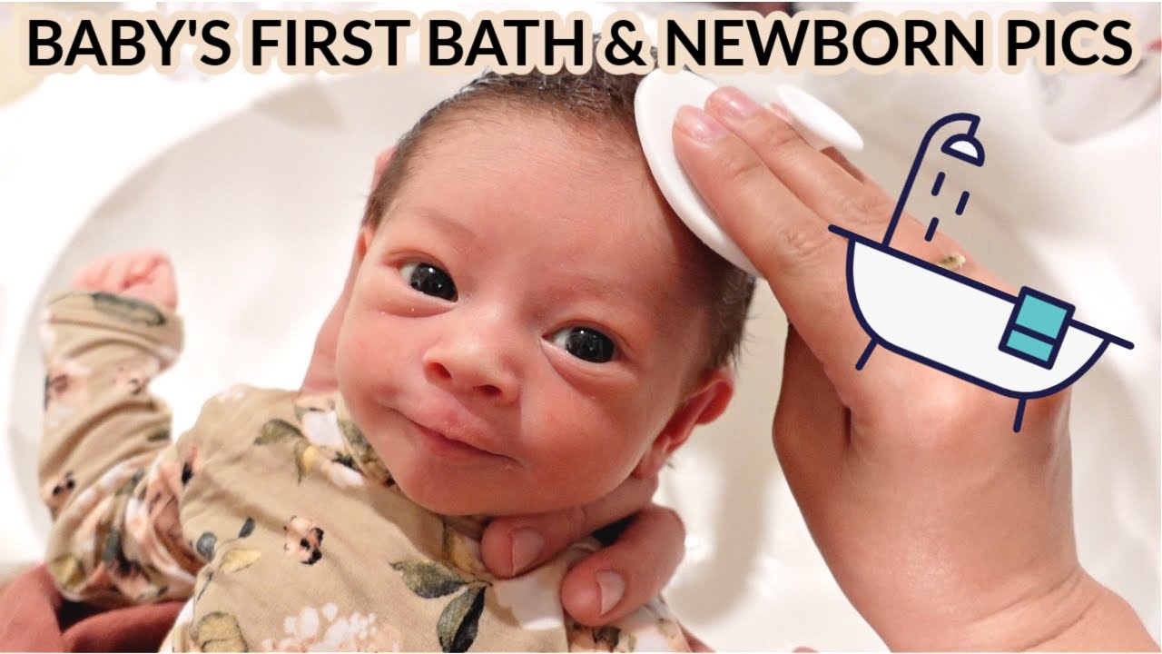 Baby NEWBORN'S FIRST Bath & Newborn Pictures *SO CUTE*
