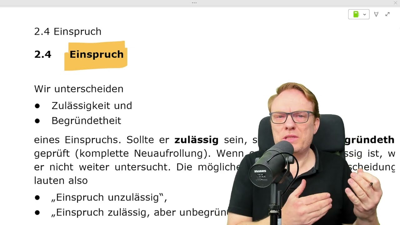 Einspruch - Zul&auml;ssigkeit - Paragraphenketten