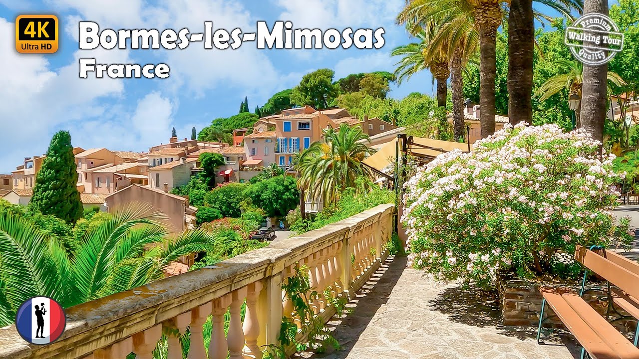 🇫🇷 FRENCH RIVIERA Most Beautiful Village - BORMES-LES-MIMOSAS Walking Tour, France - 4K 60fps