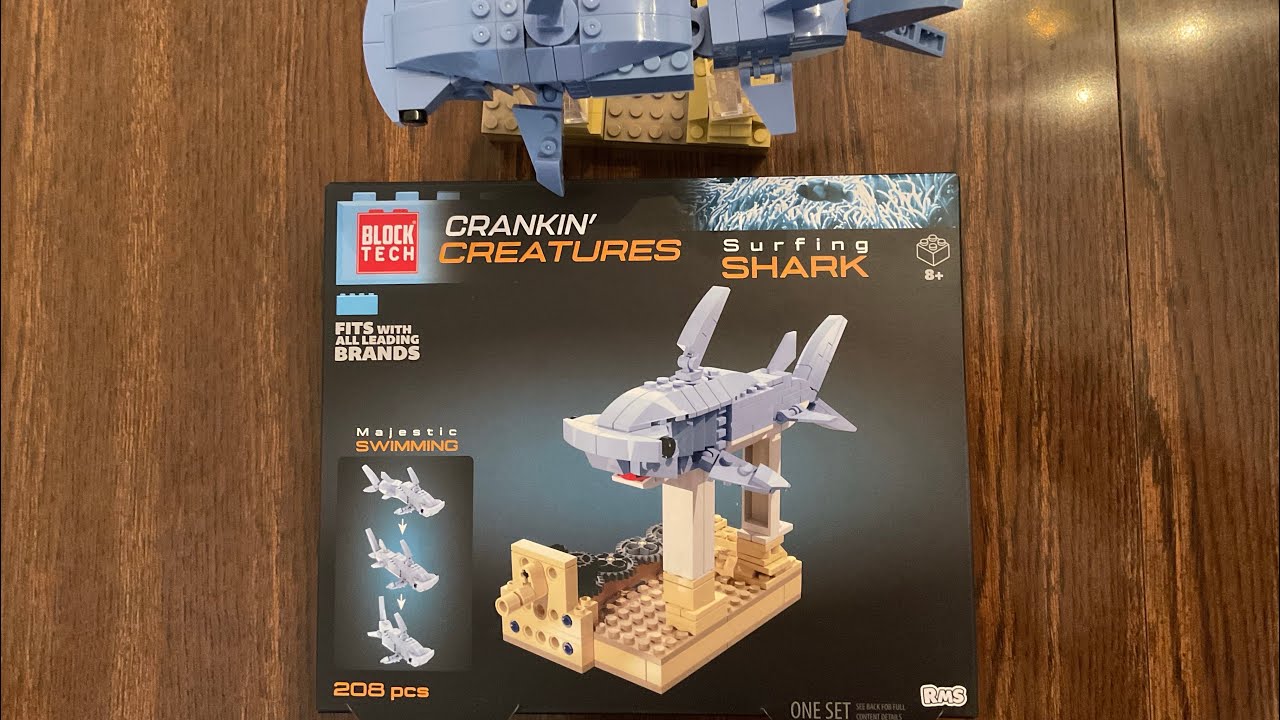 Let&rsquo;s Build Block Tech Crankin Creatures Surfing Shark Five Below LEGO compatible building blocks