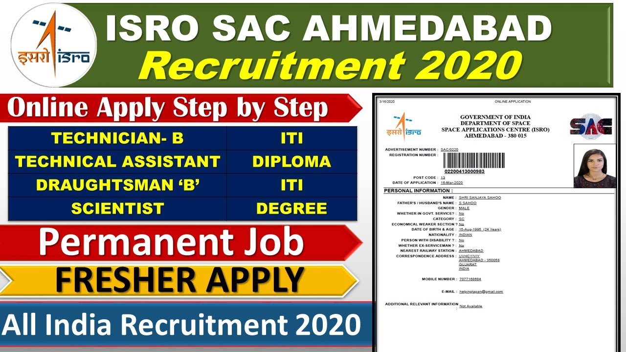 ISRO SAC ONLINE FORM FILL-UP STEP BY STEP || FULL DETAILS TO APPLY ISRO SAC ONLINE APPLY