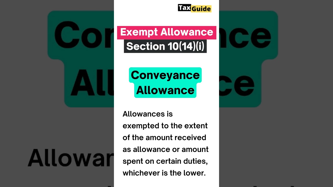 Conveyance Allowance exemption sec 10 | Conveyance Allowance Section 10(14)(i) in New Regime #shorts