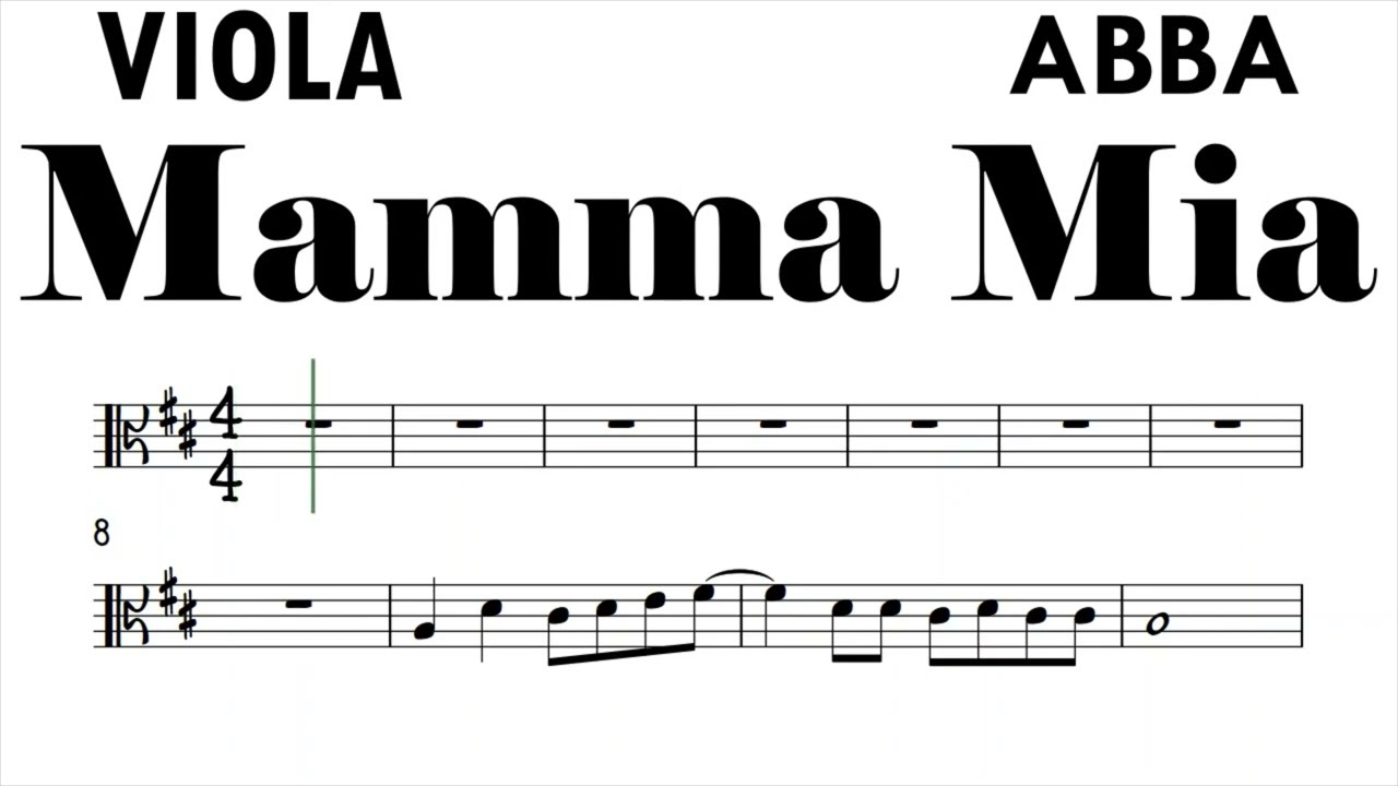 Mamma Mia ABBA Viola Sheet Music Backing Track Play Along Partitura