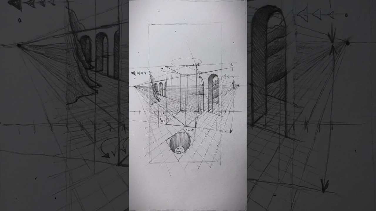 Рисунок в перспективе с двумя точками схода! ✍️ #искусство #рисунок #шорты #shortsfeed