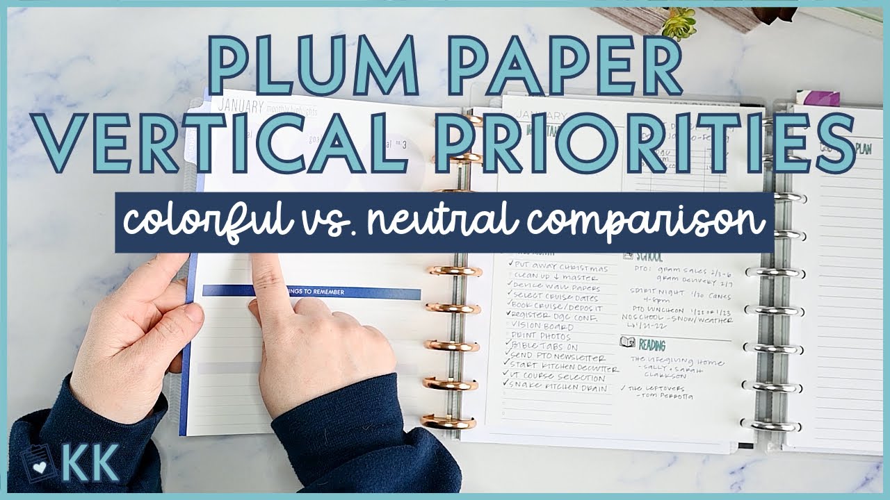 Вертикальные приоритеты Plum Paper на еженедельном планировщике Discs: сравнение ярких и нейтраль...