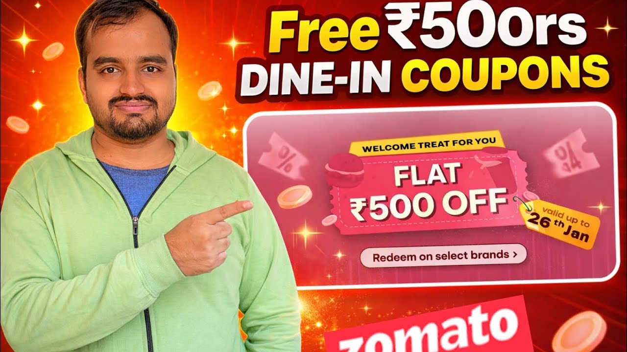 Zomato 500rs Free Dine in Coupons| Get Free food worth 500rs #zomato
