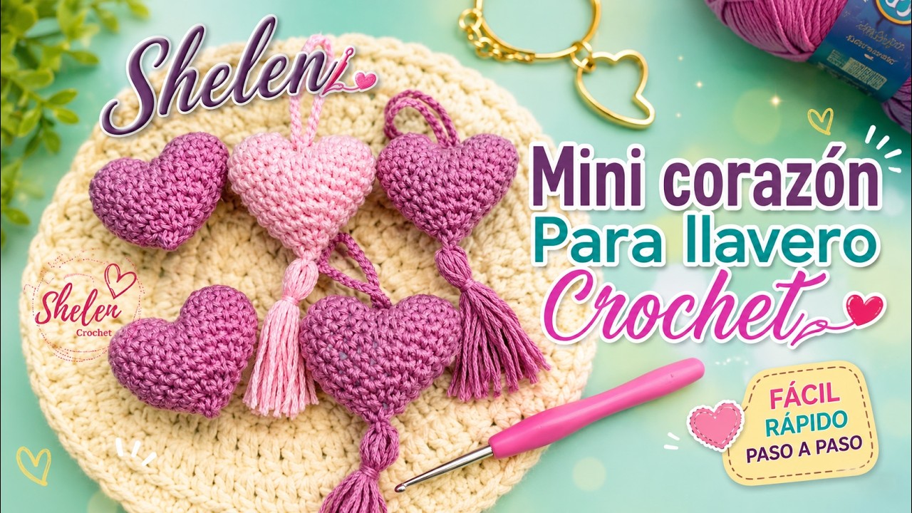 Mini corazón para🔑 llavero crochet 💖♥️ 5CM📏