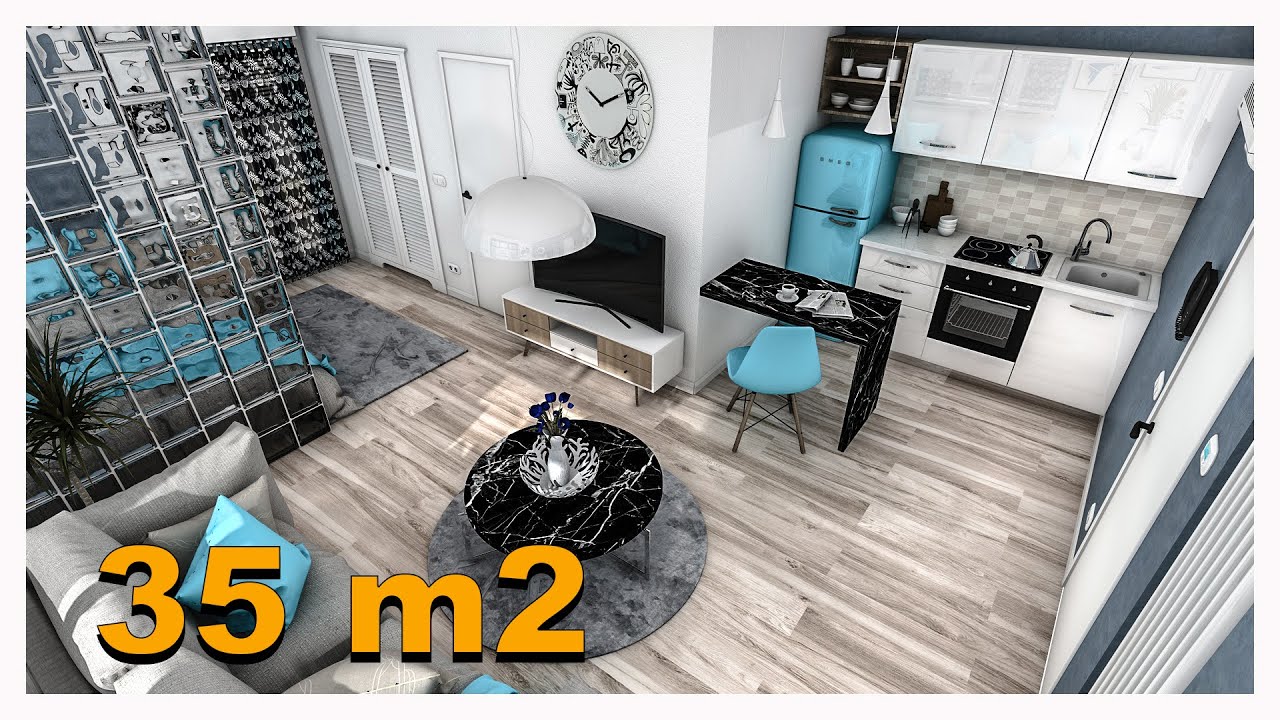 ANIMAZIONE 3D REALIZZATA CON BLOP HOME : Vivere in 35 m2 monolocale per una persona