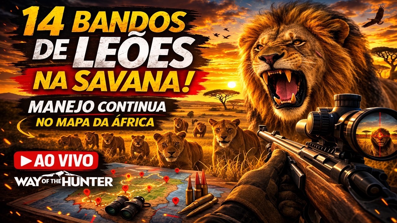 🦁 14 BANDOS DE LEÕES NA SAVANA! Manejo Pesado na África | Way of the Hunter AO VIVO