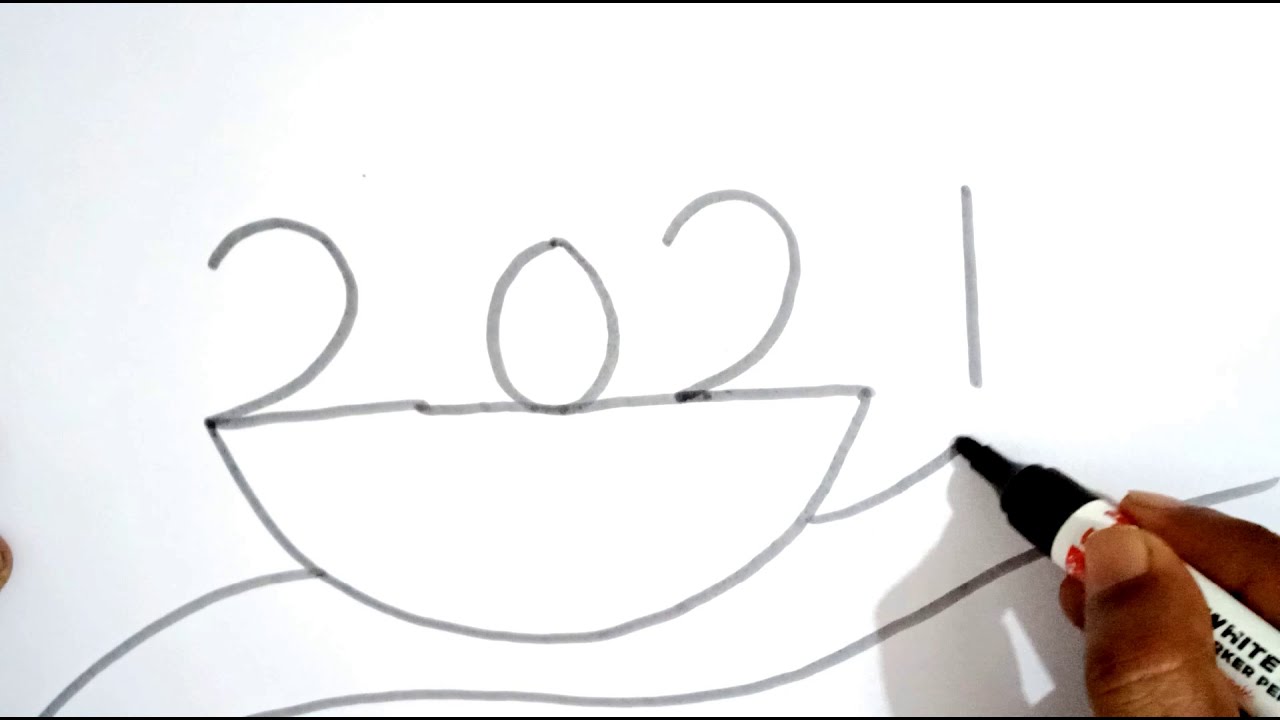 How to draw bird nest//how to draw bird nest from number 2021//2021 New year drawing  step by step
