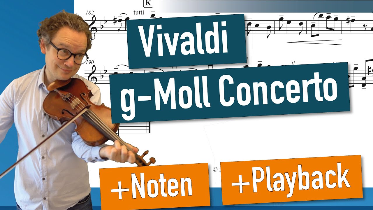 Vivaldi Violin Concerto in G minor RV 317 - (SLOW Tempo 80) Violin Sheet Music + Piano Accompaniment