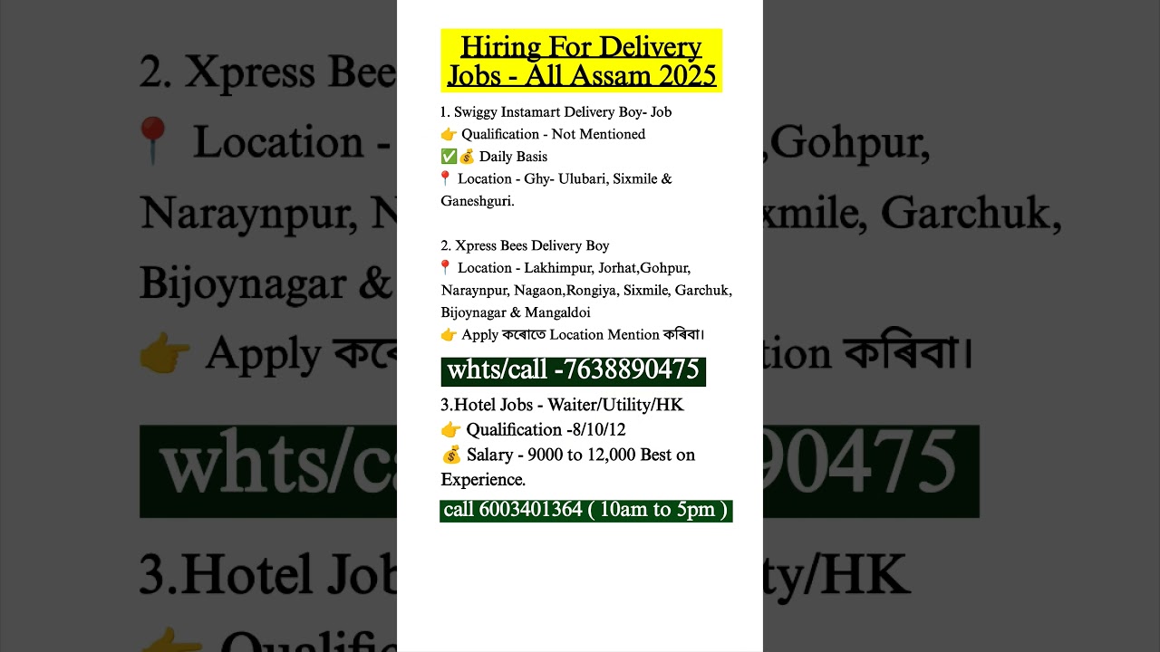 Assam job vacancy 2025 