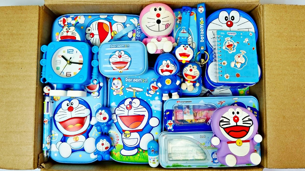 Unboxing Doraemon Stationery📚, Pouch, Doraemon Pencil Case, Gift items, Ruler, Coin Bank, Jump Rope