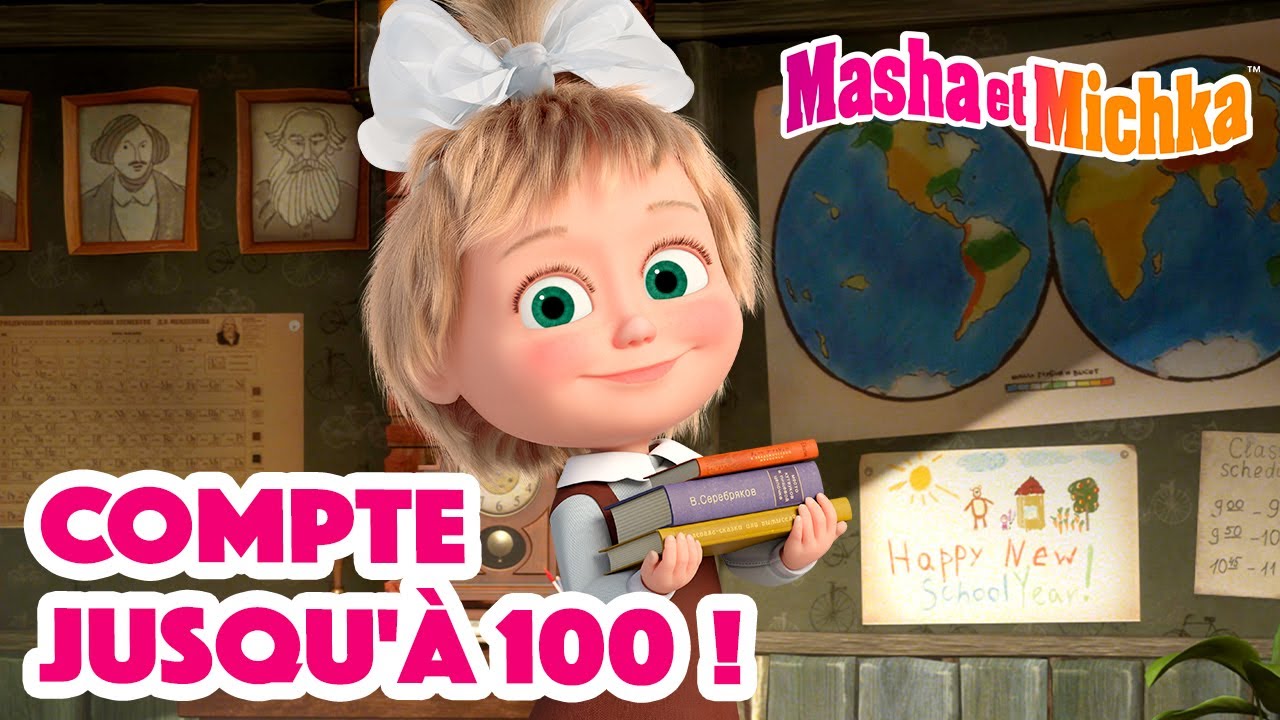 Masha et Michka 🏫🎒Compte jusqu'à 100 ! 📚✏️ Collection d'épisodes