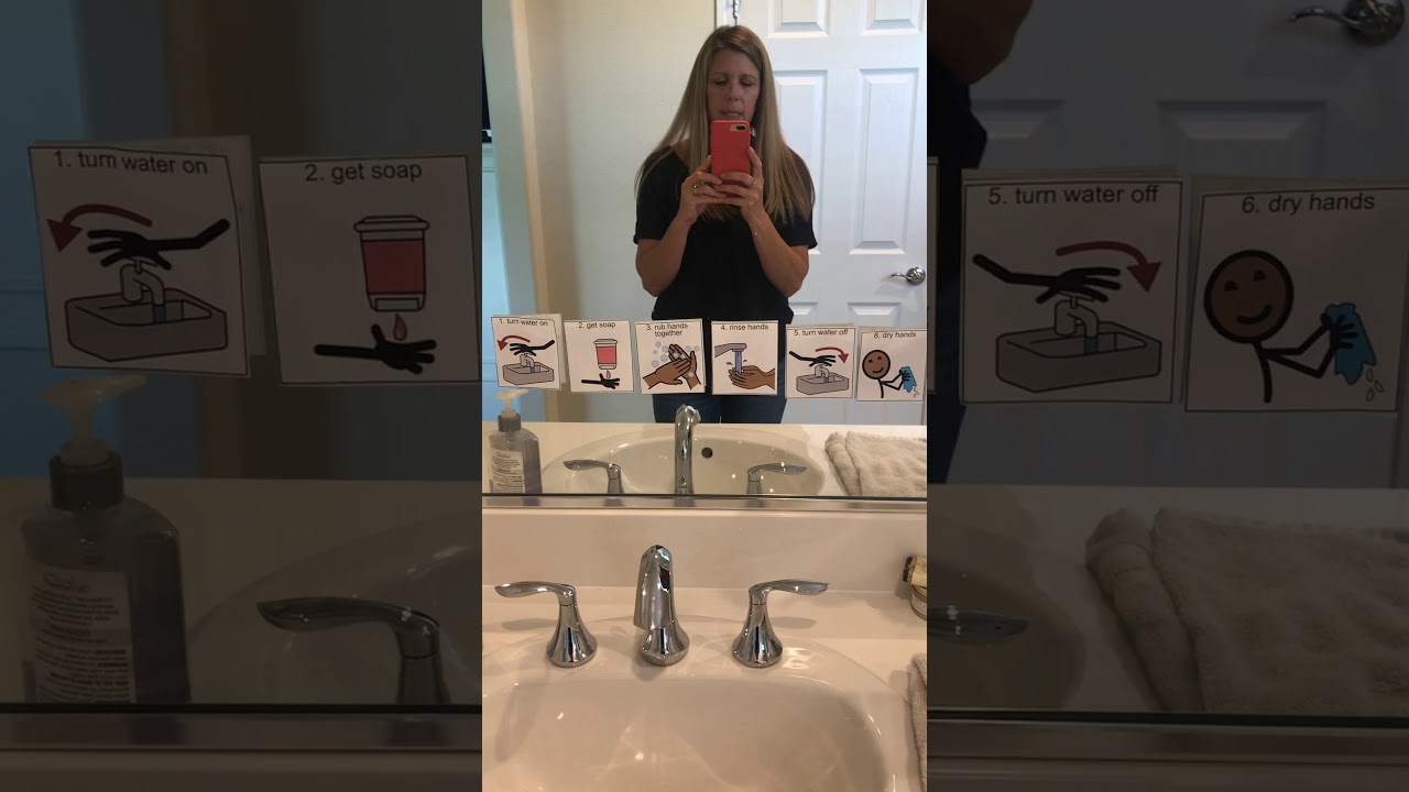 Teaching hand washing through backward chaining