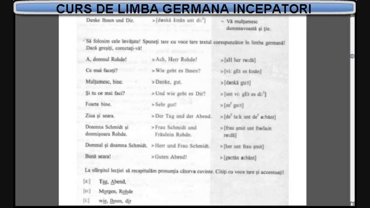 Curs de limba Germana incepatori (tema+dictionar)- Lectia 1