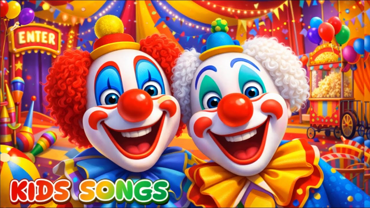 🤡 Clowns  with Big Red Noses and Wide Smiles🤡 Kids Songs - Fun and Learning