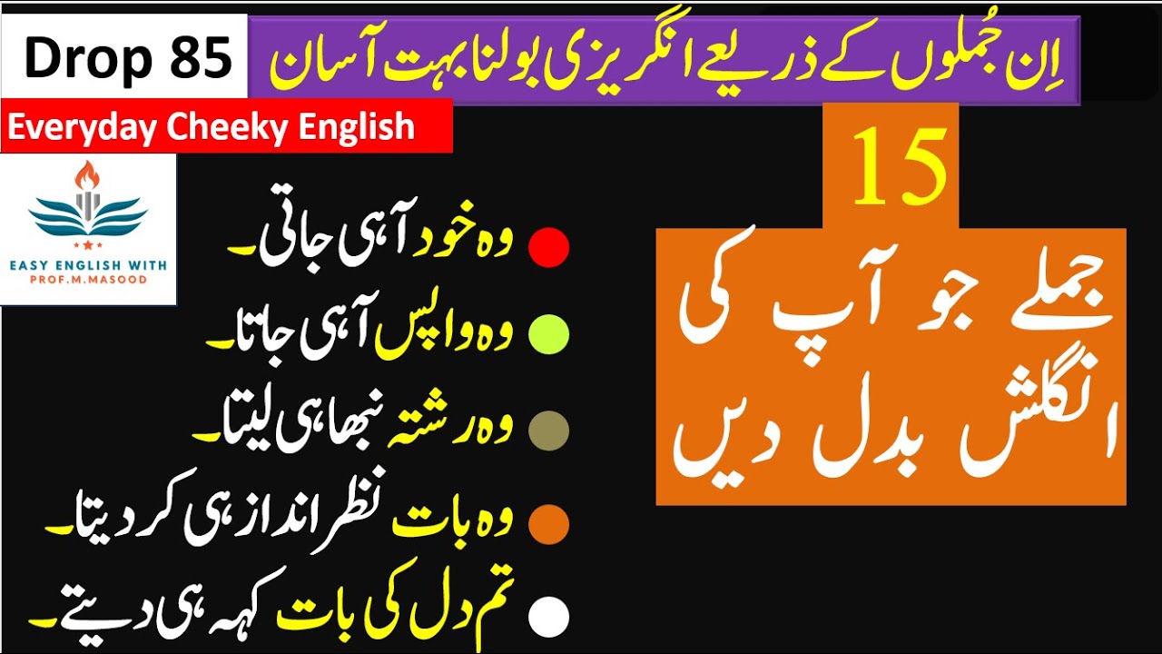 Everyday Cheeky English - Drop 85 | Spoken English |Conversation | Urdu to English | Prof. M. Masood