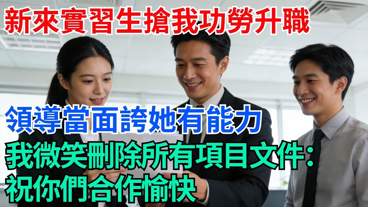 新來實習生搶我功勞升職，領導當面誇她有能力，我微笑刪除所有項目文件：祝你們合作愉快【奇趣天下】#職場逆襲#職場智慧#爽文職場#工作日常#完結爽文