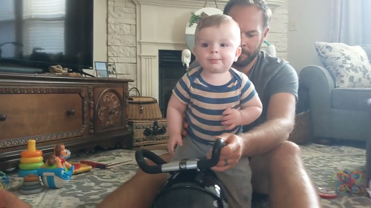 7 months old, first time on his SuperVelio Early Rider