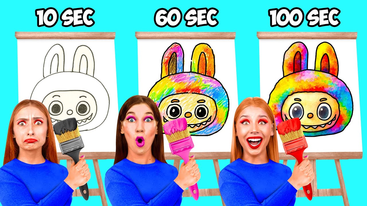 10 Секунд vs 60 Секунд vs 100 Секунд Челендж Малюнок