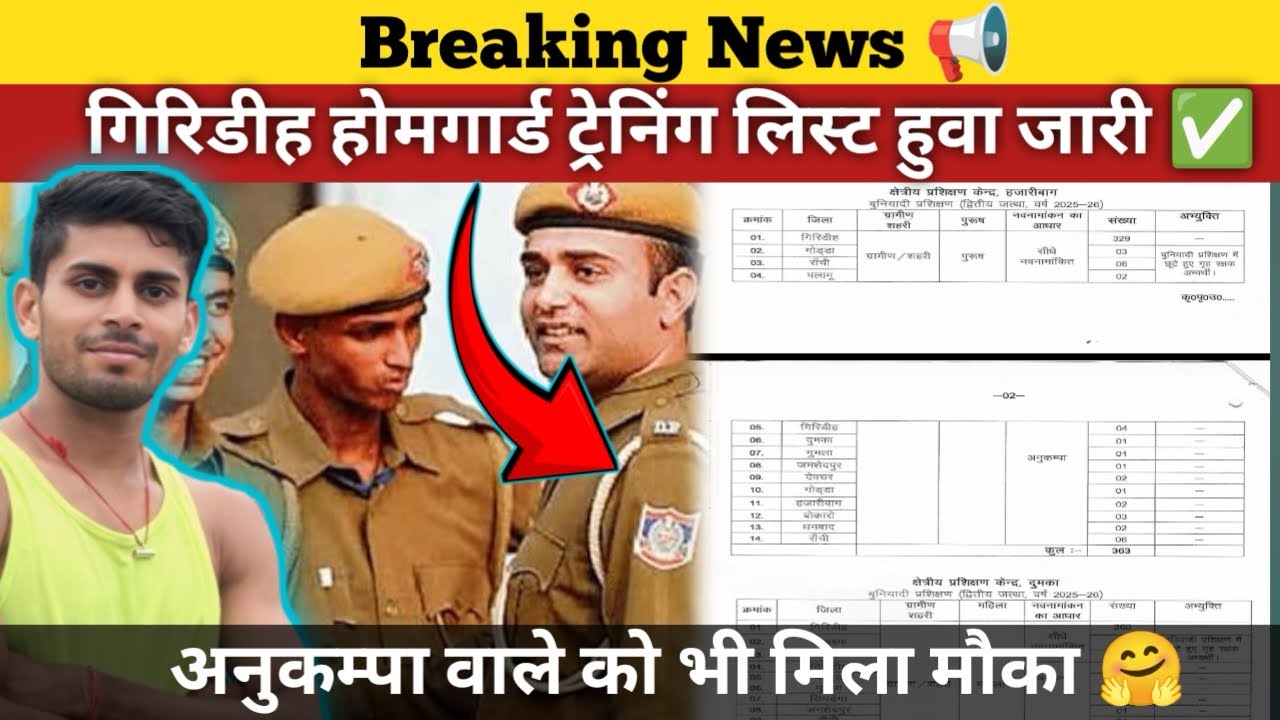 गिरिडीह होमगार्ड ट्रेनिंग लिस्ट हुवा जारी ✅ || अनुकम्पा वाले को भी मिला मौका 🔥🤟 @fitness_hub370 