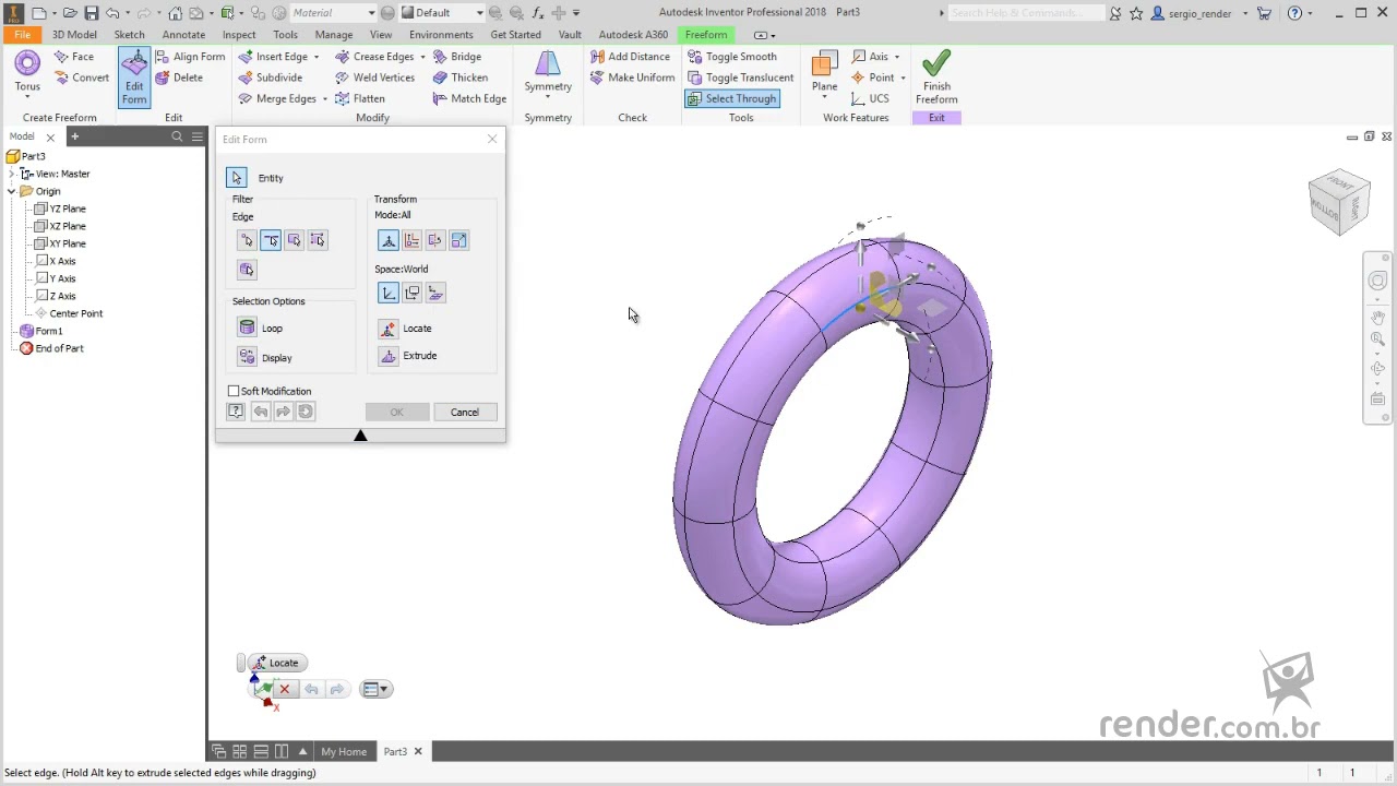 29 - Frei Formen erstellen und bearbeiten | Inventor 2018 Teils