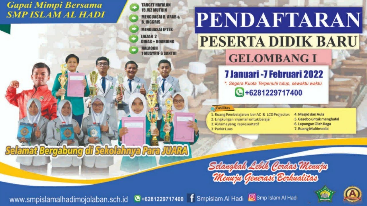 Gapai Mimpi Bersama SMP ISLAM AL-HADI 2022