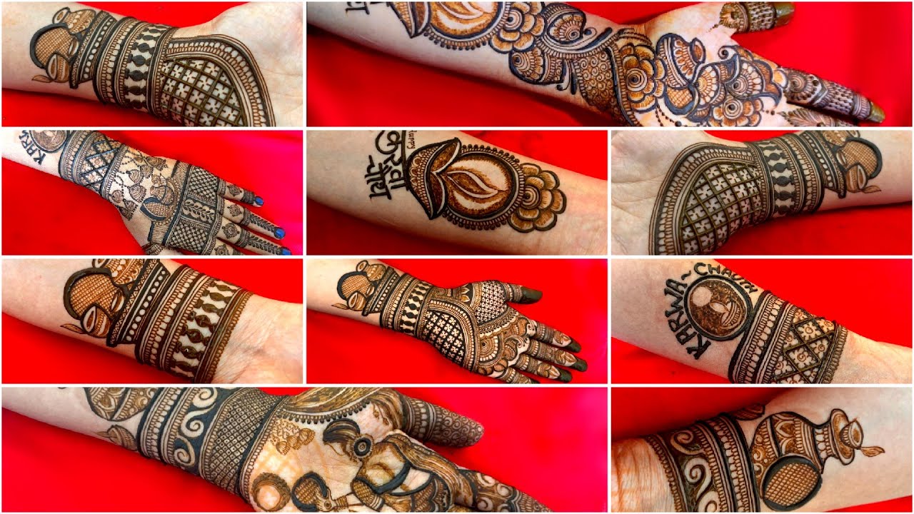 five best karwachauth mehndi designs ||back and front hand mehndi designs for karva chauth ||easy