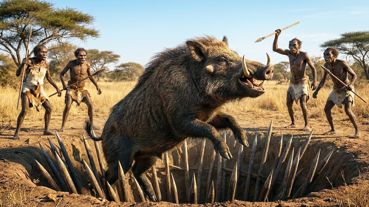 Life Million Years Ago | Early Humans Outsmart a Giant Boar with a Clever Trap