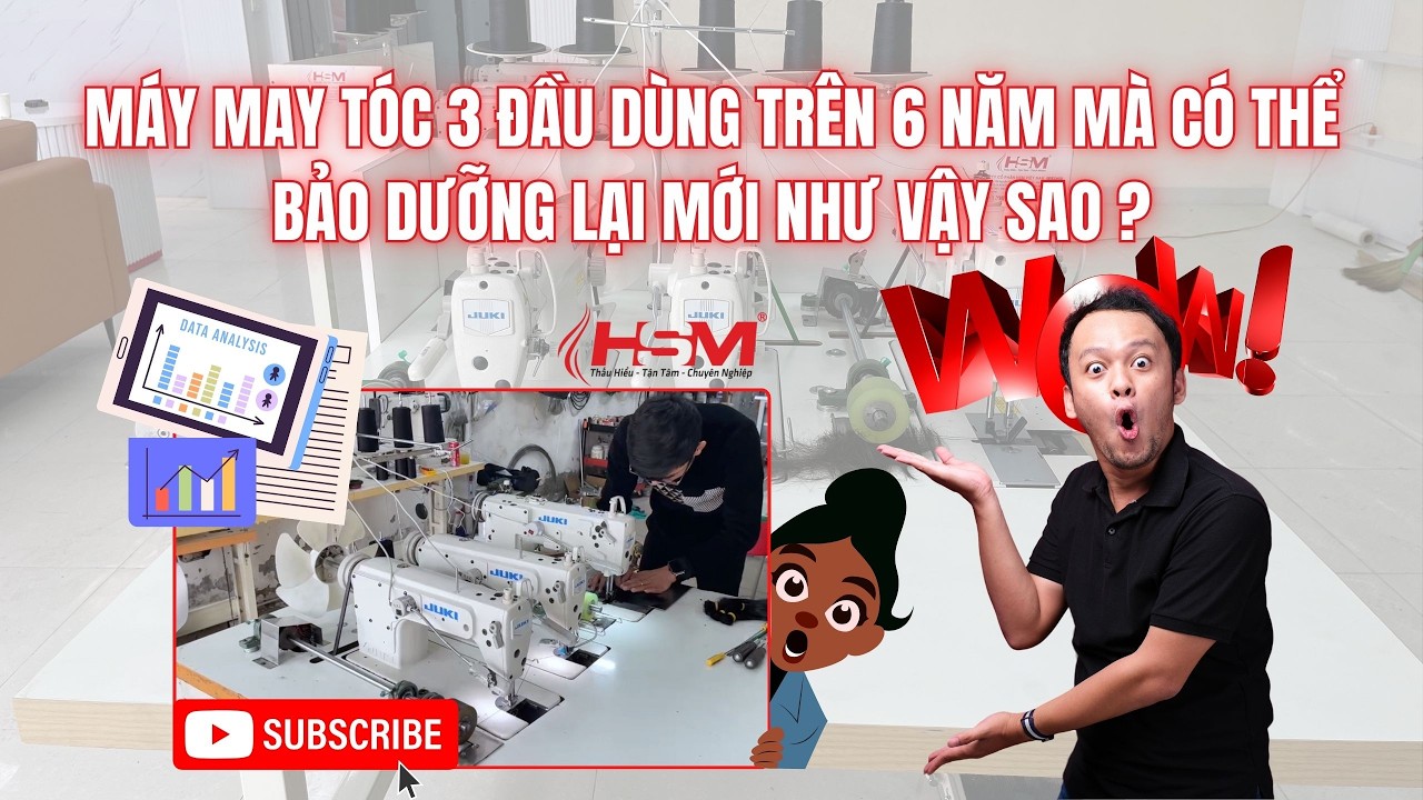 Phục chế lại em máy may tóc 3 đầu với thâm niên sử dụng đã hơn 6 năm trời #maymaytoc3dau #hsm