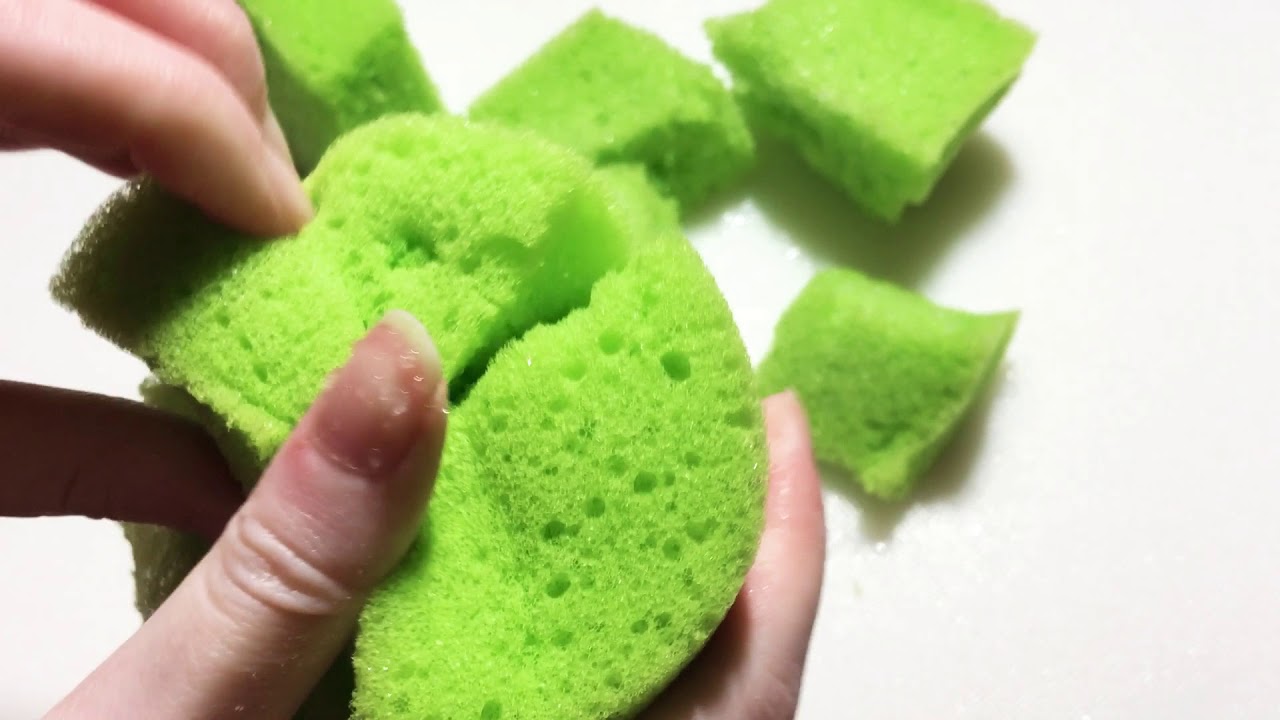 ASMR Frozen Sponge Crunching, Slicing, Ripping