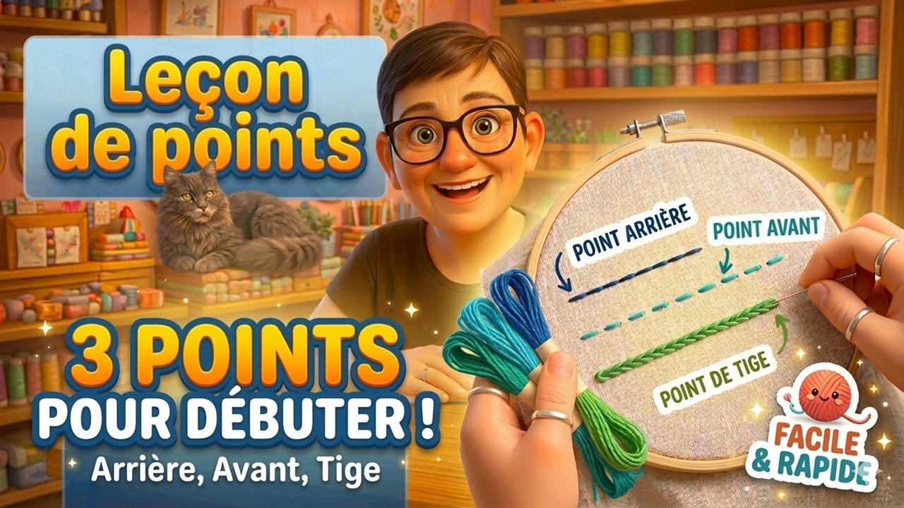 Leçon de Points de Broderie 🪡 Point Arrière 🪡 Point Avant 🪡 Point de Tige 🪡🪡🪡