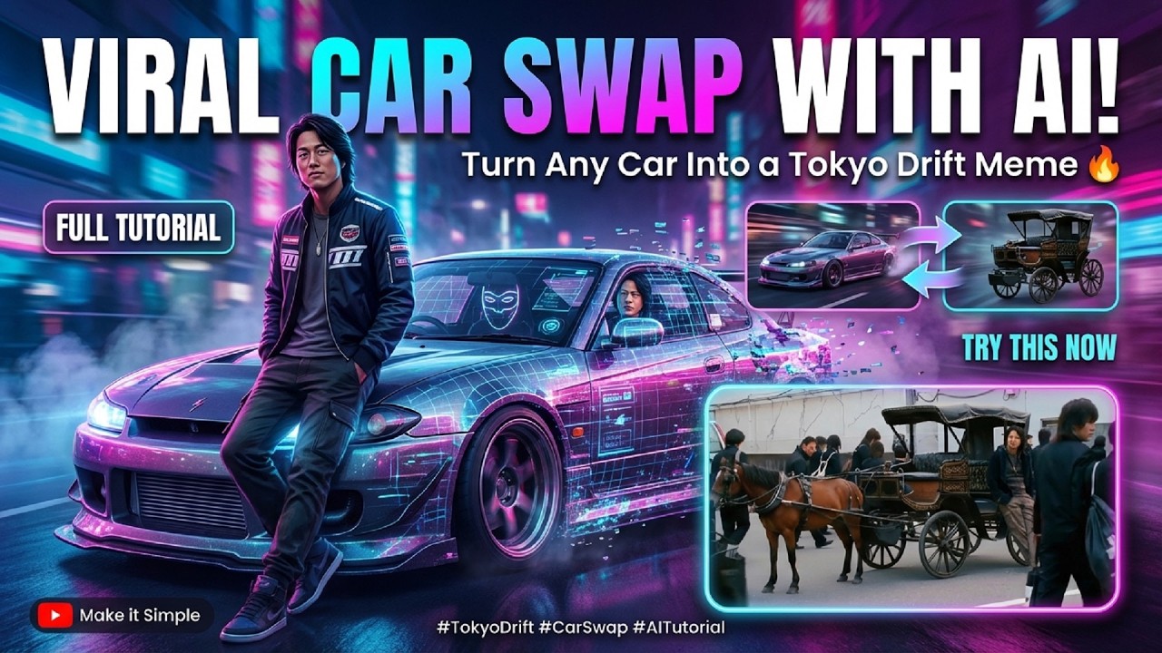 Как создать вирусный мем с обменом автомобилями в стиле Tokyo Drift с помощью ИИ (полное руководс...