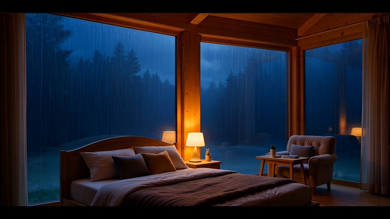 Rain on Window in Cozy Bedroom 🌧 Deep Sleep Rain Sounds | Relaxing Night Ambience