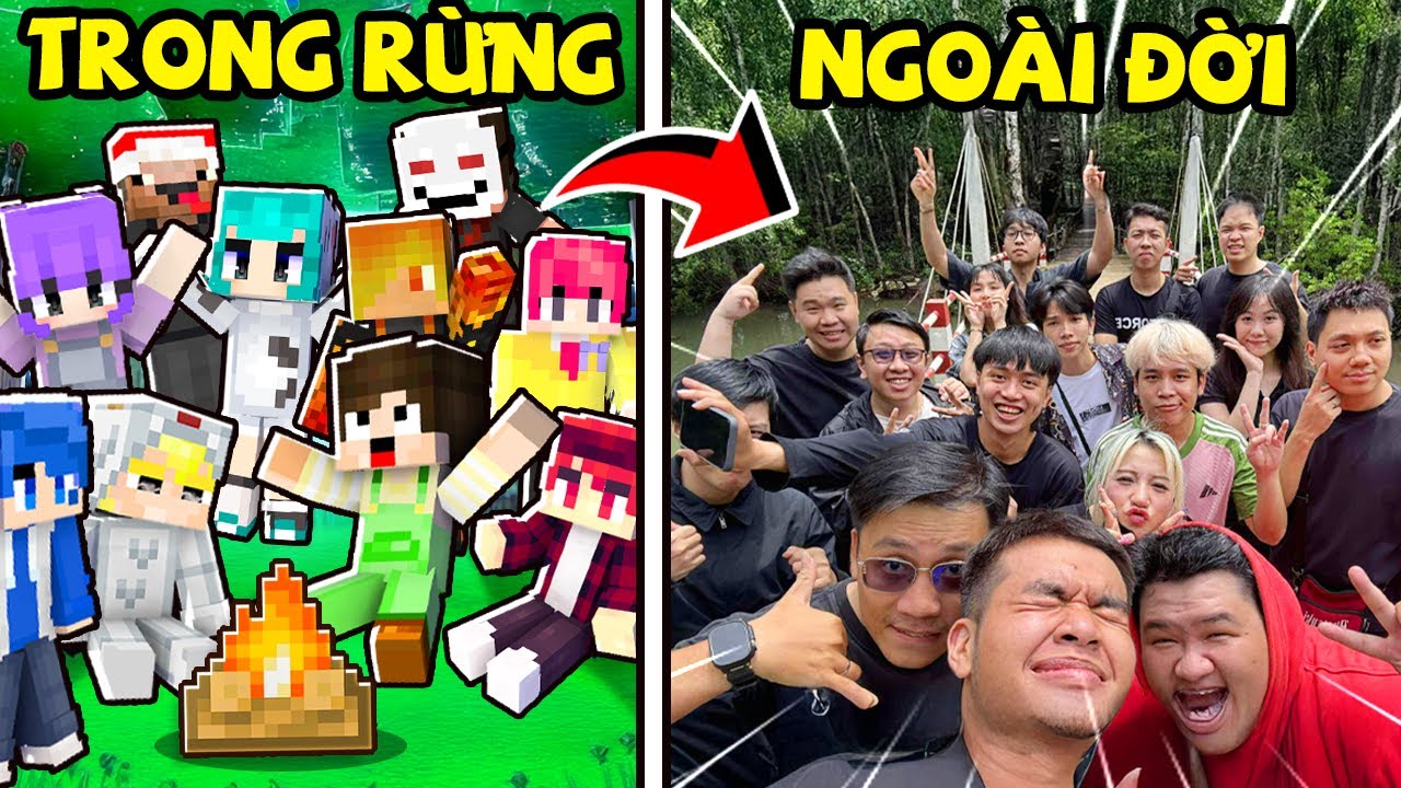 Sinh Tố Team Thử Thách Vào Rừng Trong Minecraft Vs Ngoài Đời Thật