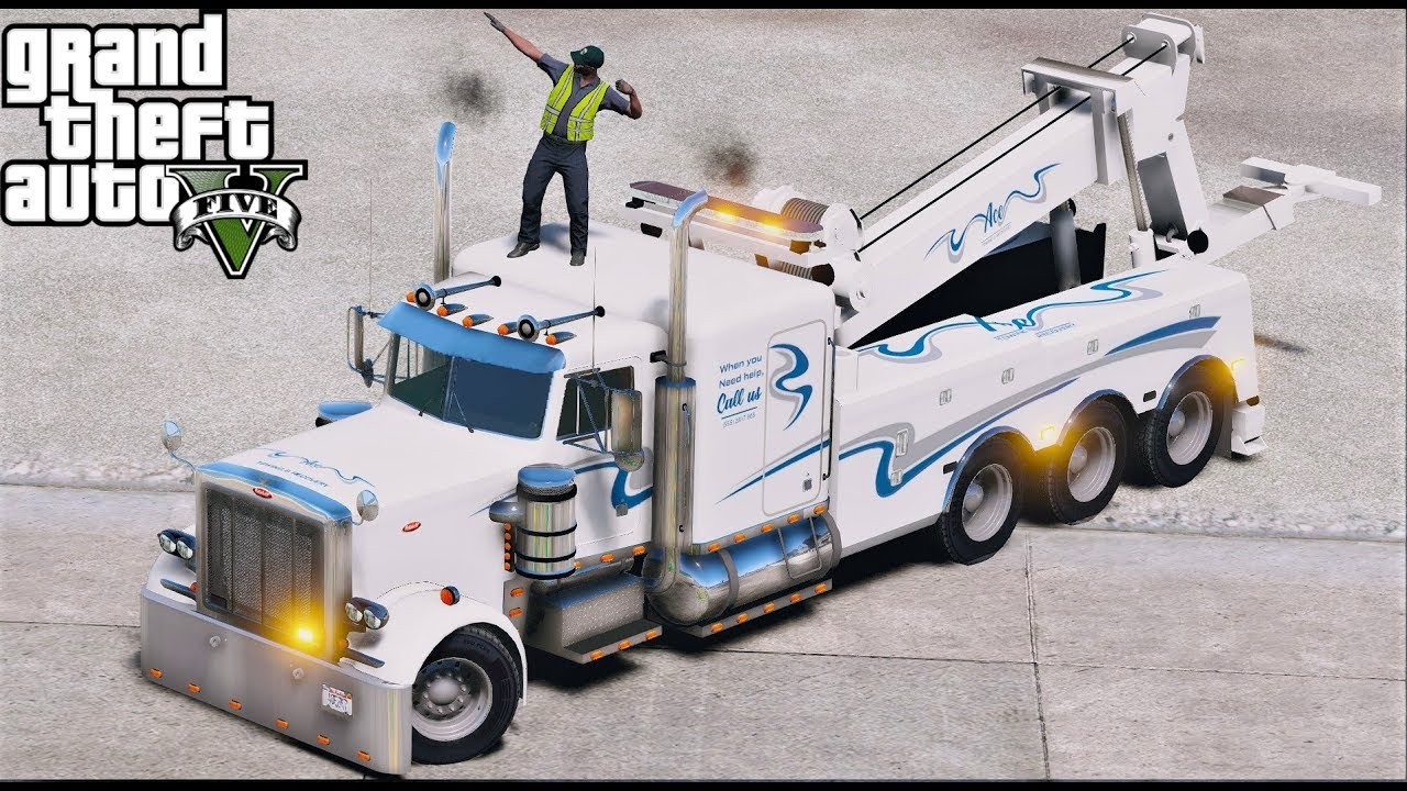 Реальный мод GTA 5 № 132: новый эвакуатор Peterbilt 388 Heavy Duty